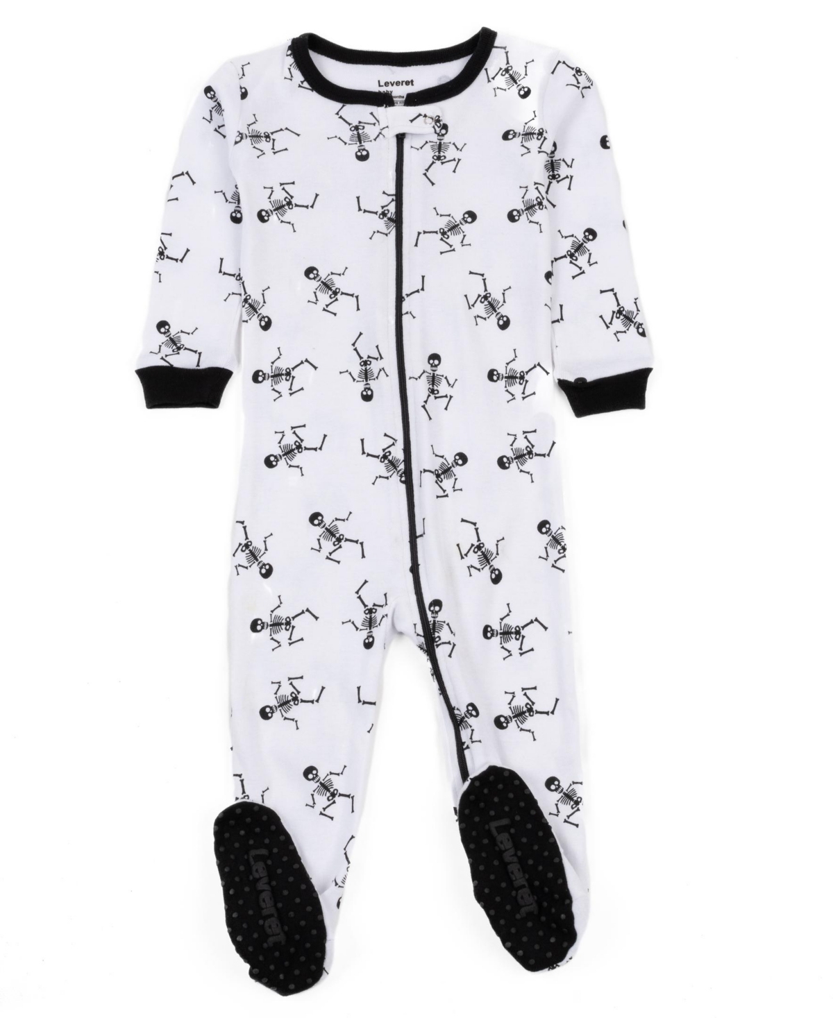 Leveret Toddler Footed Cotton Halloween Pajamas - Skeleton white