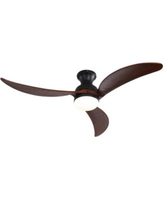 52-inch Modern Classic Black 3-Blade Flush Mount Intelligent Remote Control and Light Ceiling Fan