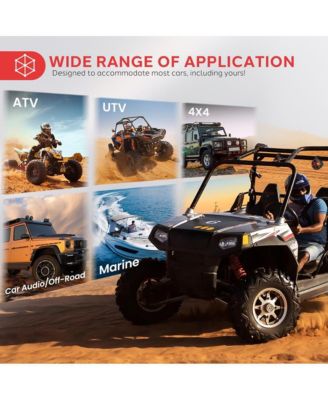 6.5'' Water-Resistant Marine / Off-Road BT Speakers, 1200 Watt Amplified Vehicle System with RGB Lights & Remote Control