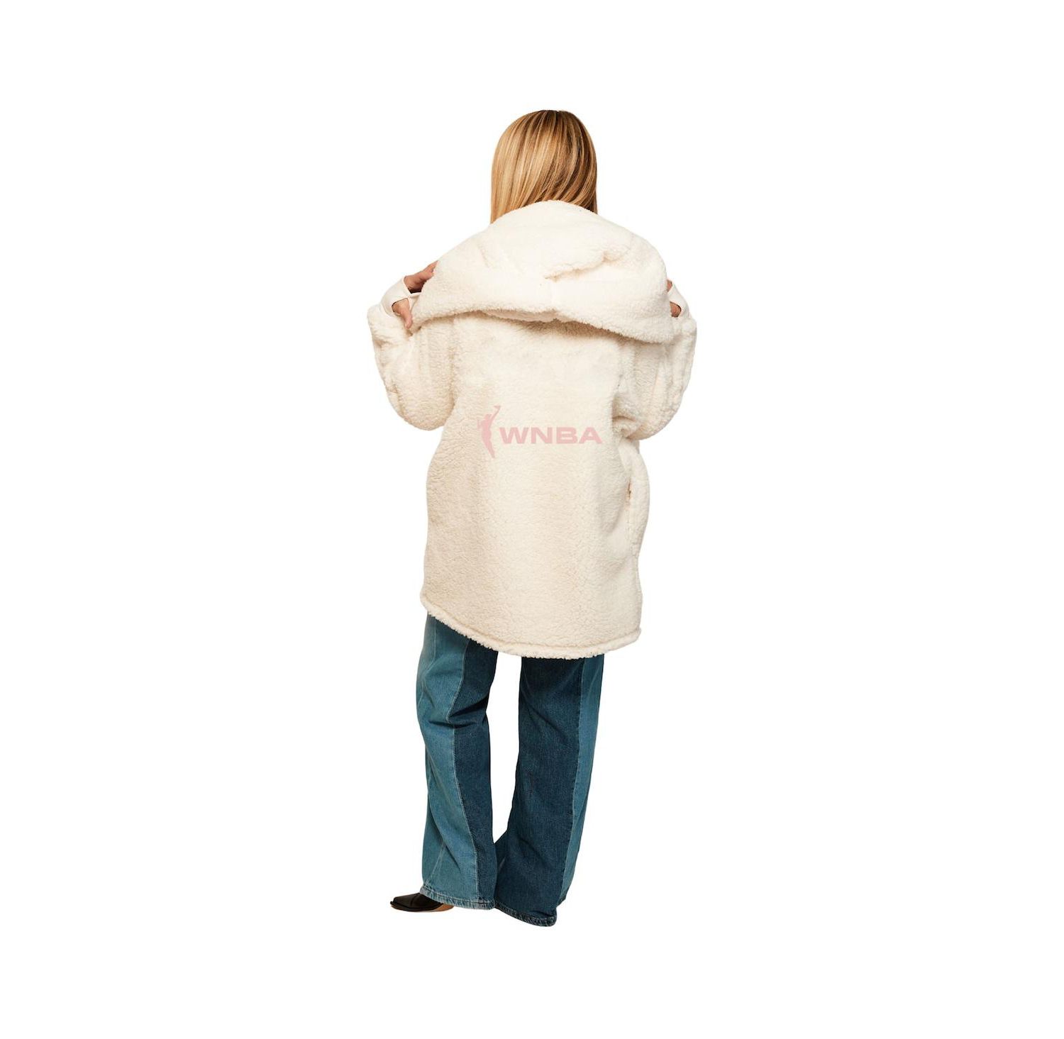 Men's and Women's Cream WNBA Breast Cancer Awareness Oversized Hooded Sweater