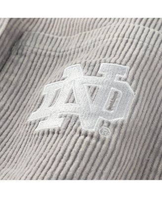 Women's Gray Notre Dame Fighting Irish Vintage Wash Corduroy Full-Snap Hooded Shacket