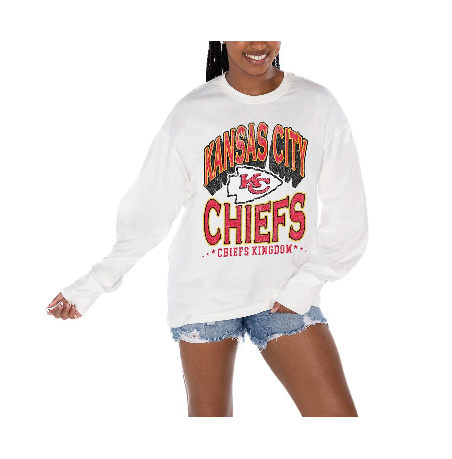 Женская футболка Gameday Couture White Kansas City Chiefs Time Out Oversized Long Sleeve — фото 1