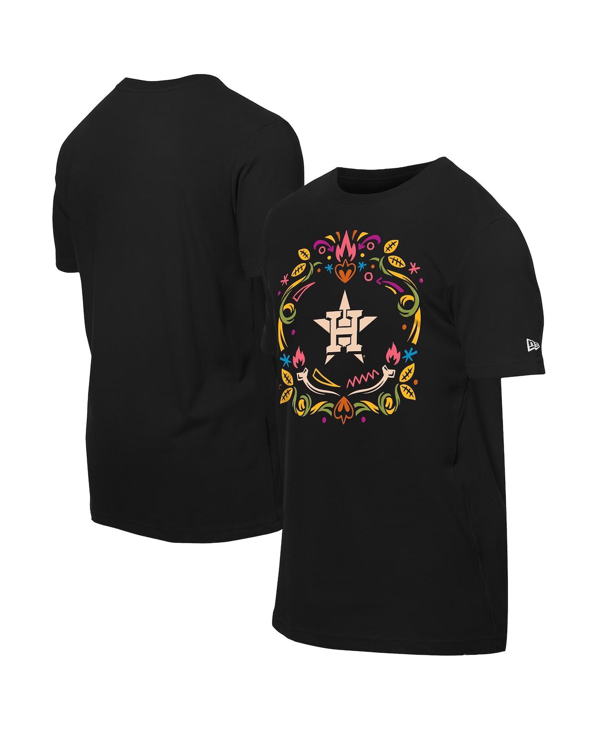 New Era Men's Black Houston Astros Dia de los Muertos Washed Oversized T-Shirt