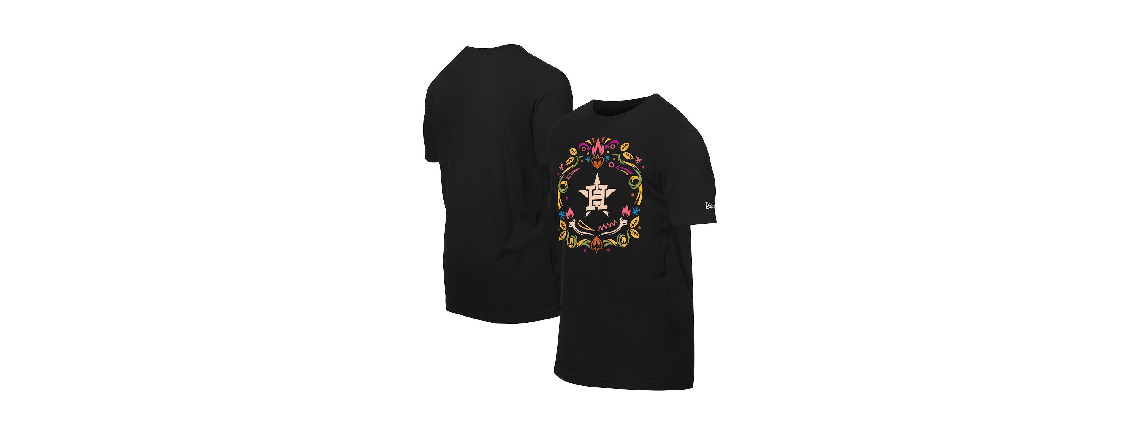 New Era Men's Black Houston Astros Dia de los Muertos Washed Oversized T-Shirt