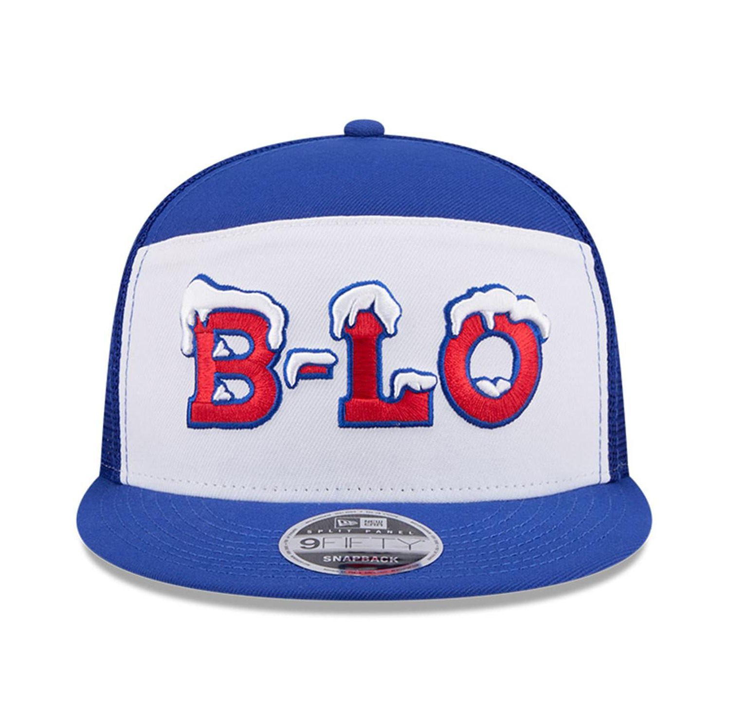 Men's White/Royal Buffalo Bills 2025 Rivalries Collection Team Split Panel 9FIFTY Snapback Hat