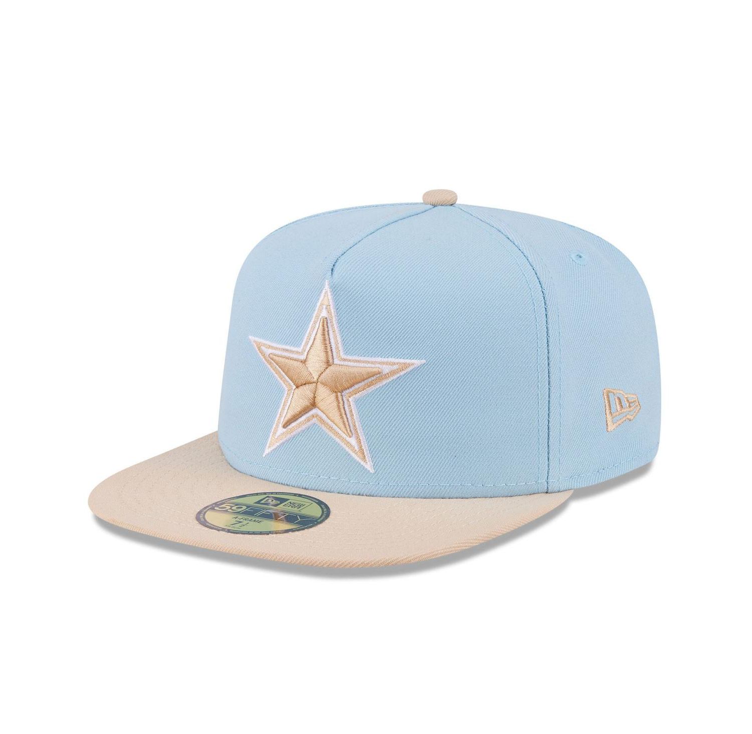Men's Light Blue/Light Beige Dallas Cowboys Two-Tone Color Pack A-Frame 59FIFTY Fitted Hat