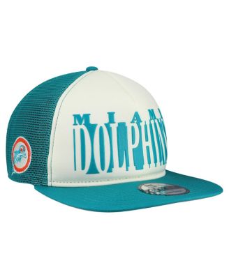 New Era - Men's Cream/Aqua Miami Dolphins Throwback Cutout A-Frame 9FIFTY Snapback Hat