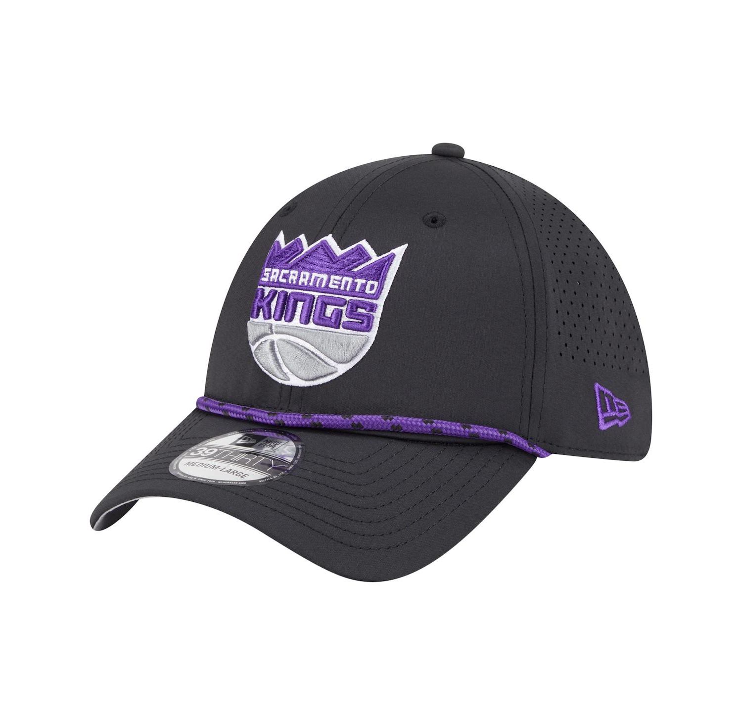 Men's Black Sacramento Kings Featherweight Poly Rope Flex 39Thirty Hat