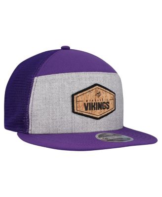 Men's Gray/Purple Minnesota Vikings Cork Split Panel 9FIFTY Trucker Snapback Hat