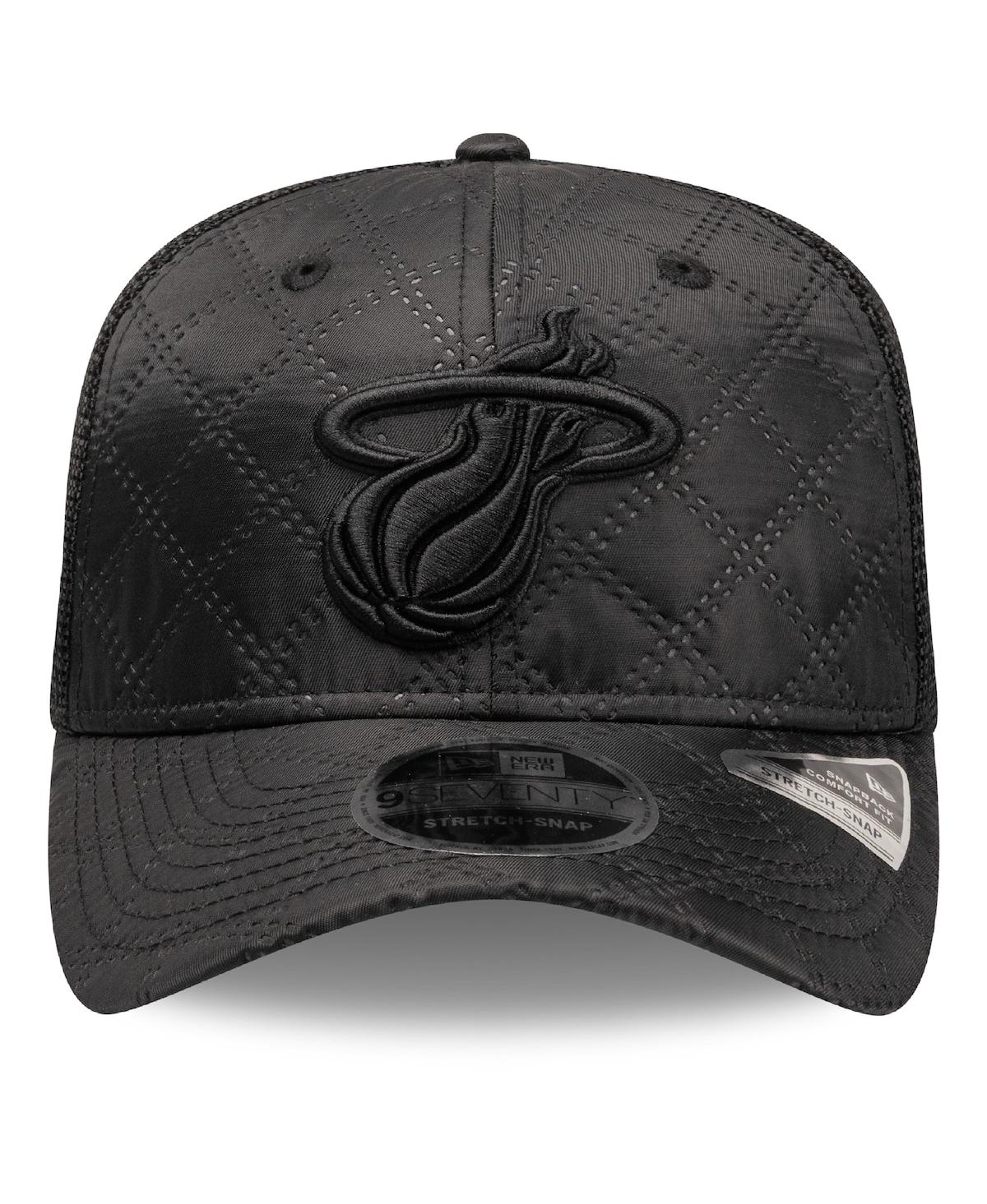New Era Men's Black Miami Heat Quilted 9SEVENTY Trucker Adjustable Hat