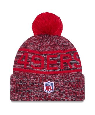 Men's Scarlet San Francisco 49ers 2025 Sideline Cold Weather Cuffed Pom with Knit Hat