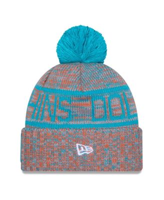 Men's Orange Miami Dolphins 2025 Sideline Cold Weather Cuffed Pom with Knit Hat