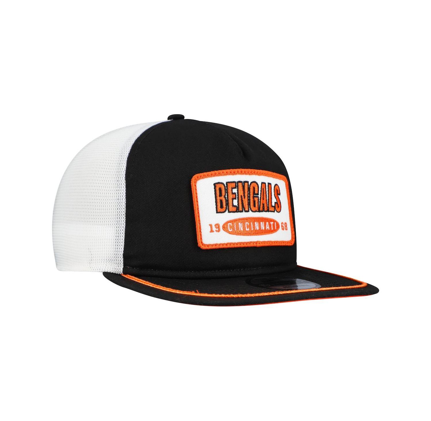 Men's Black/White Cincinnati Bengals Patch 19TWENTY Adjustable Hat