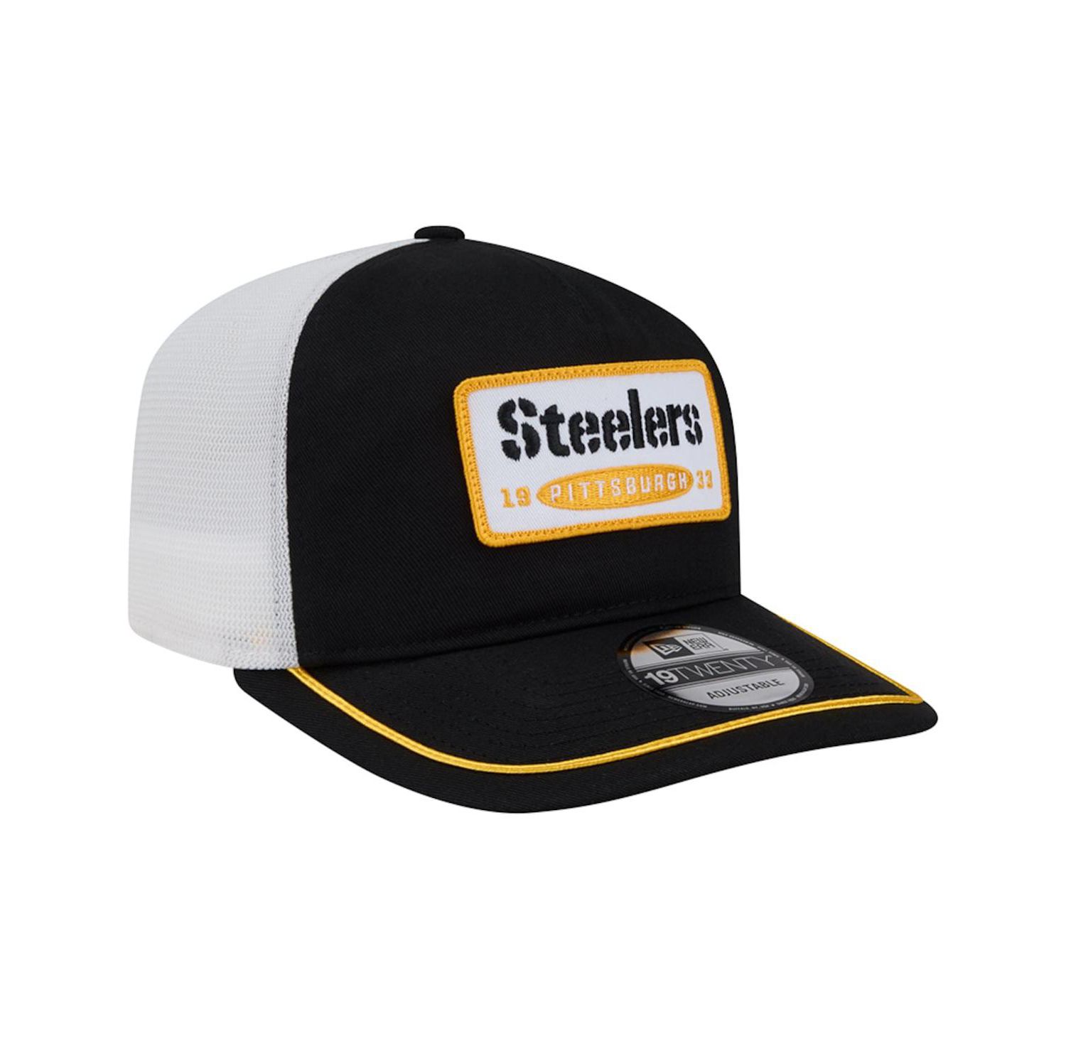 Men's Black/White Pittsburgh Steelers Patch 19TWENTY Adjustable Hat