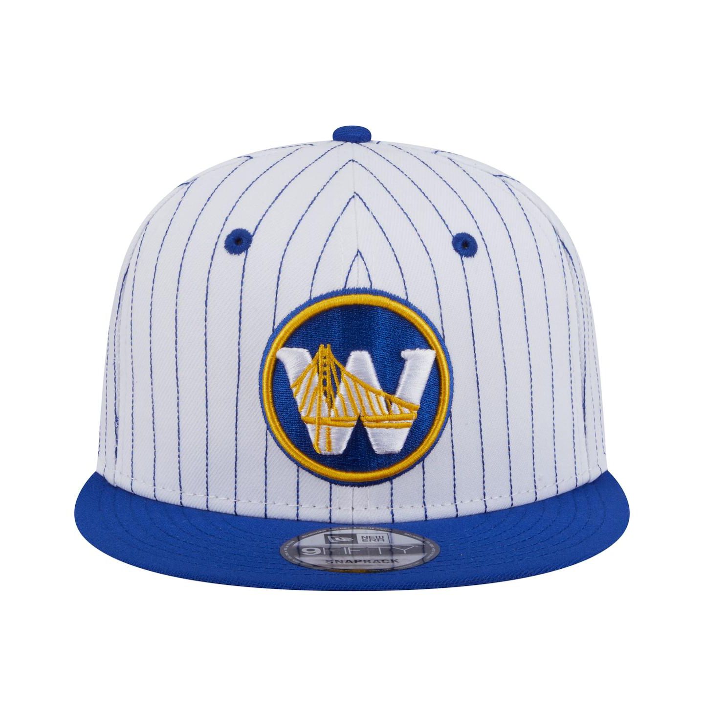 Мужская кепка New Era White Golden State Warriors Deceptor Pinstripe 9FIFTY Snapback Hat — фото 5