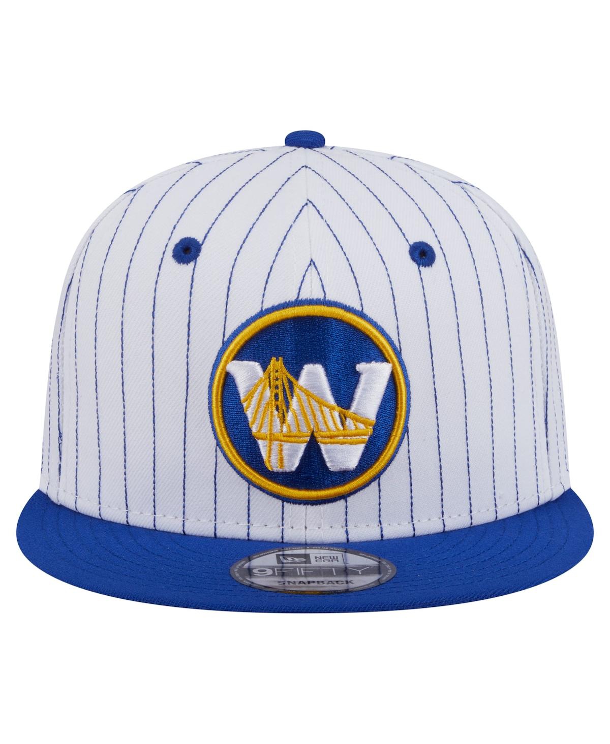 New Era Men's White Golden State Warriors Deceptor Pinstripe 9FIFTY Snapback Hat