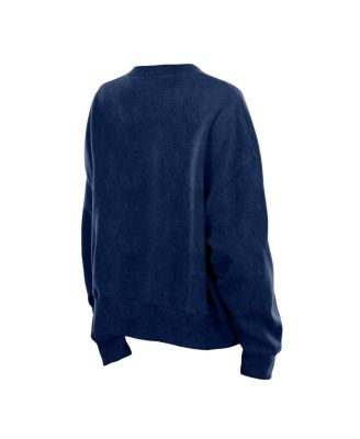 Women's Navy Detroit Tigers Boxy Mineral Wash Dolmen Sleeve Sweatshirt