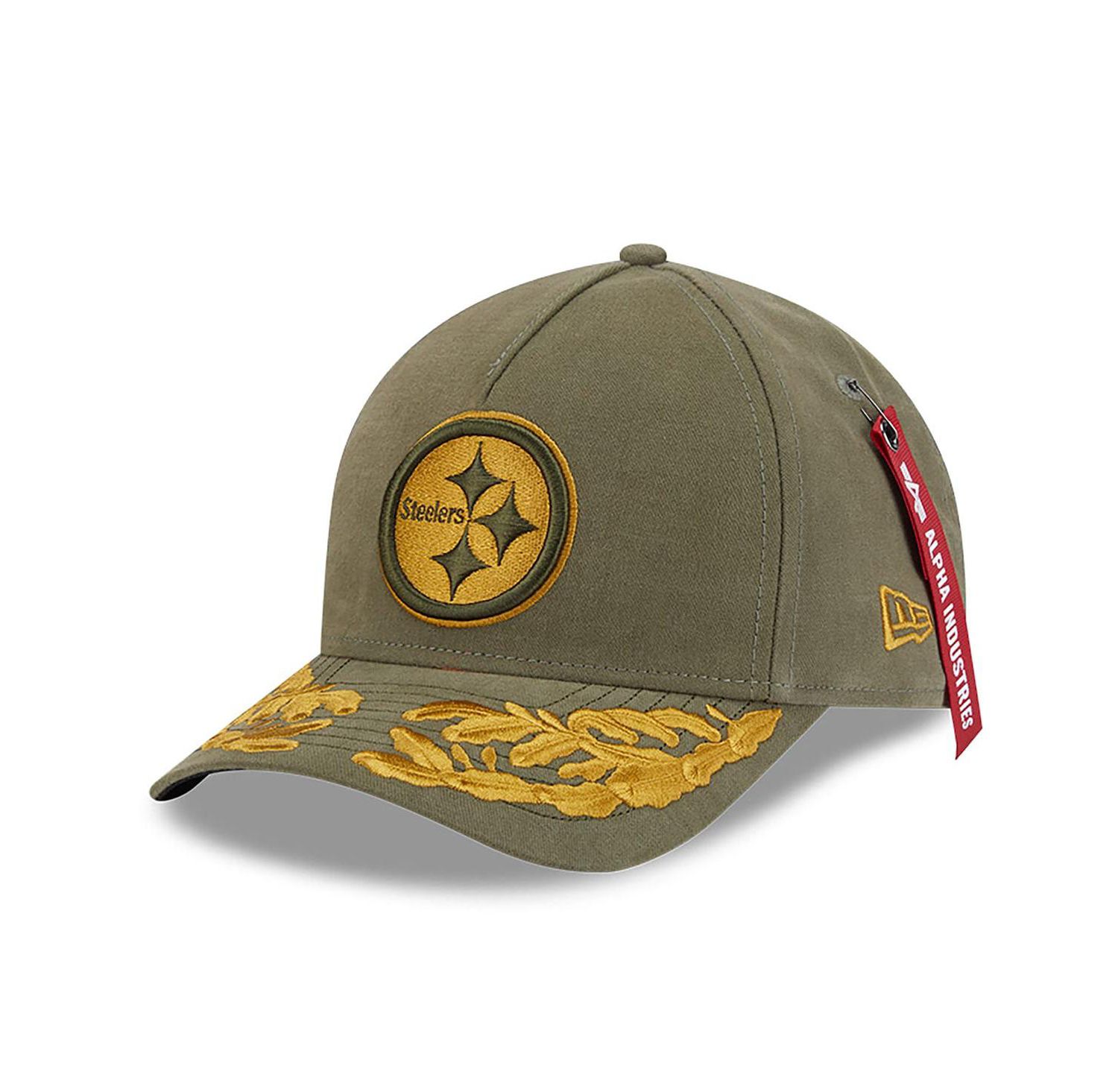x Alpha Men's Industries Olive Pittsburgh Steelers A-Frame 9FORTY Adjustable Hat
