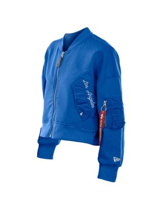 x Alpha Women's Industries Royal Los Angeles Dodgers Cropped Full-Zip Jacket