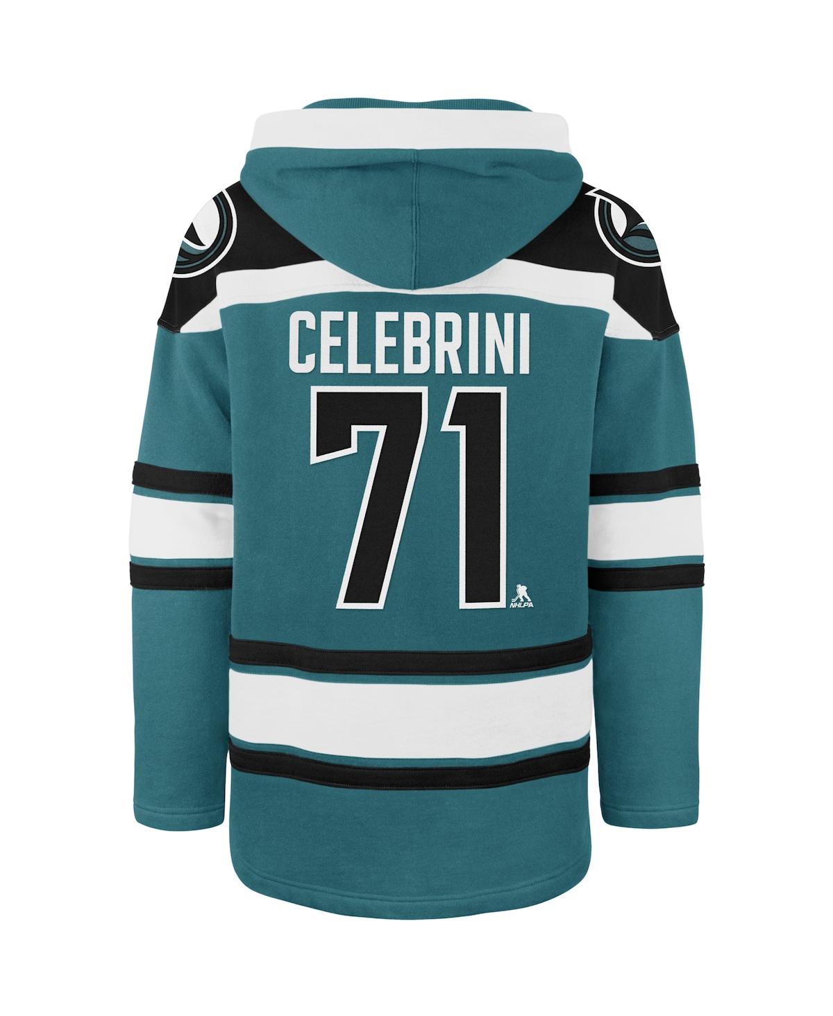 '47 Brand Men's Macklin Celebrini Teal San Jose Sharks Player Name Number Lacer Hoodie