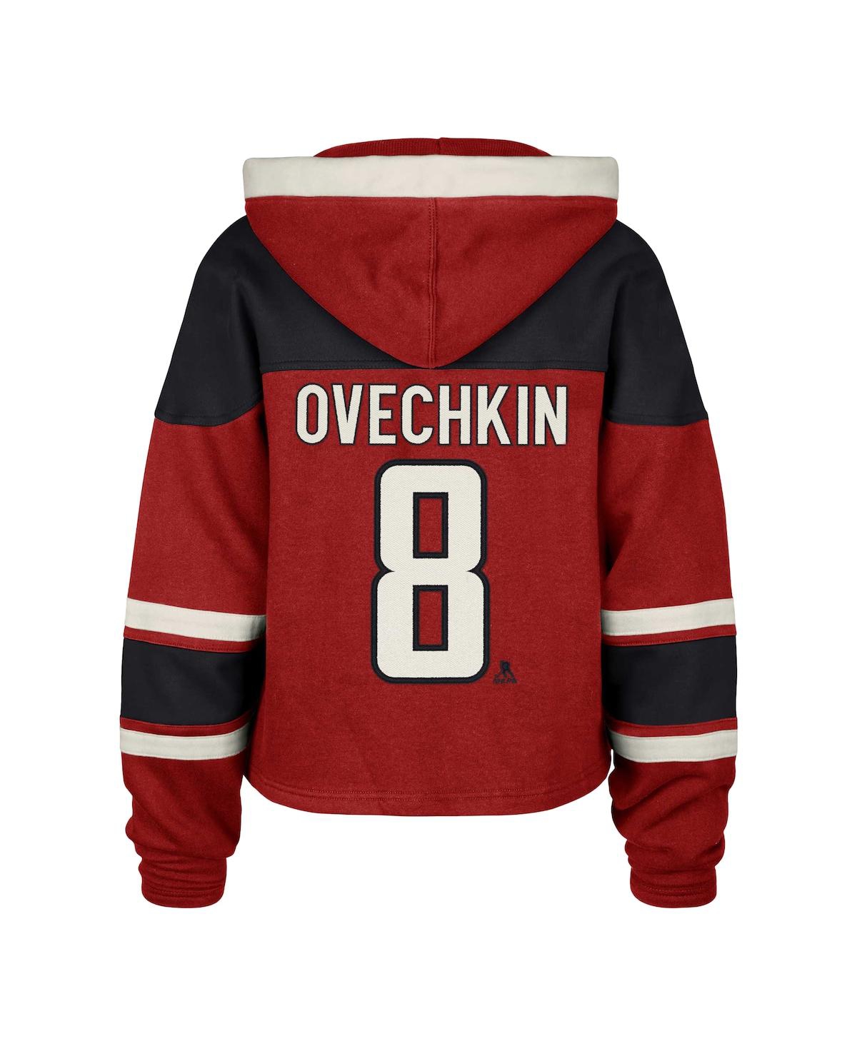 47 Brand '47 Alexander Ovechkin Red Washington Capitals Superior Lacer Cropped Pullover Hoodie In Red