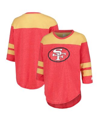 Starter - Women's Scarlet San Francisco 49ers Fullback Tri-Blend 3/4-Sleeve T-Shirt