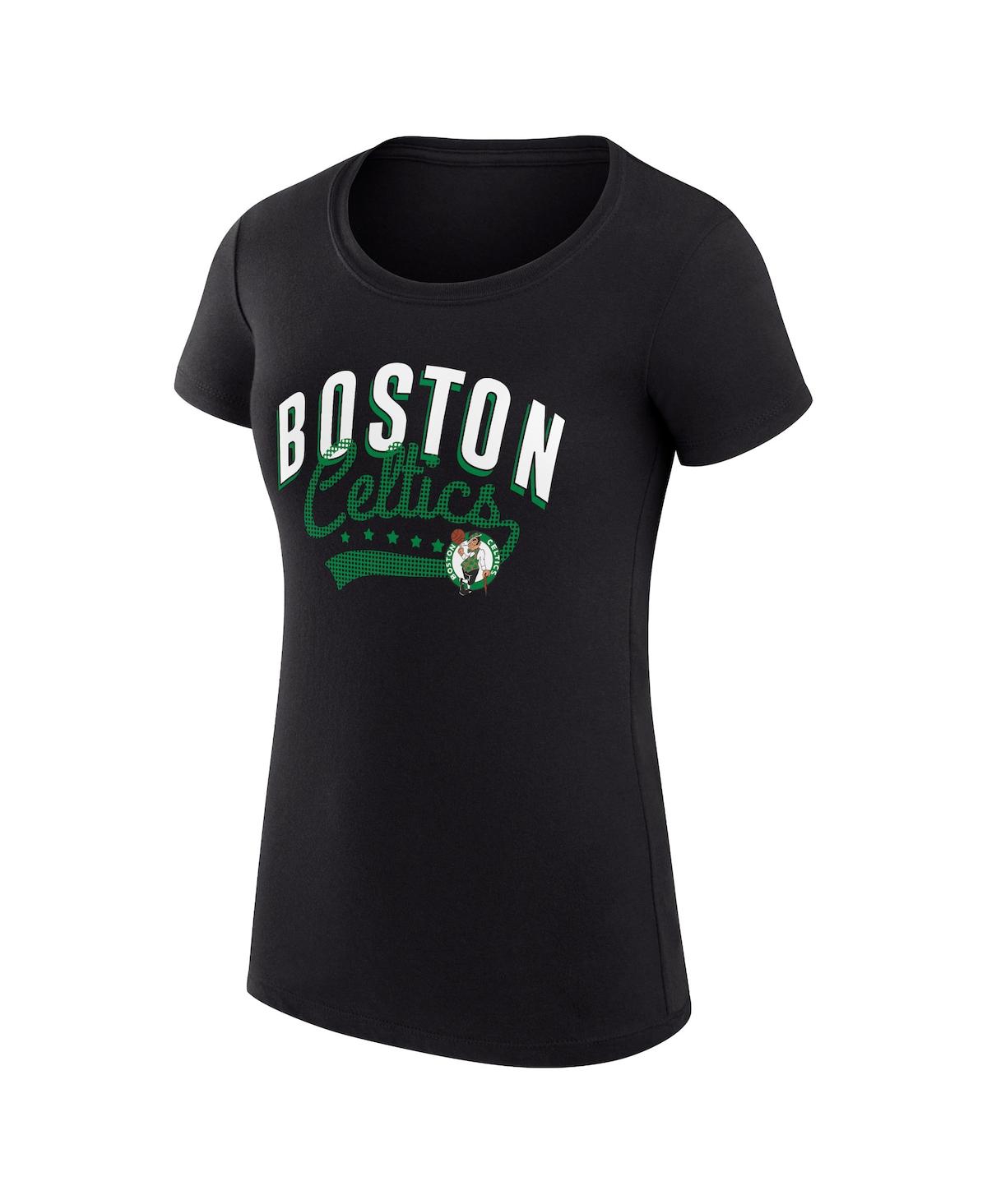 G-iii 4her By Carl Banks Women's Black Boston Celtics Super-slim Fit Lightweight Filigree Logo T-shirt In Black