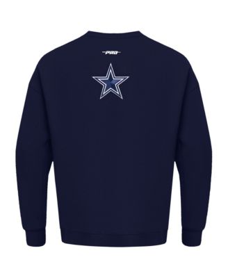 Men's Navy Dallas Cowboys Turn It Up Drop Shoulder Pullover Sweatshirt