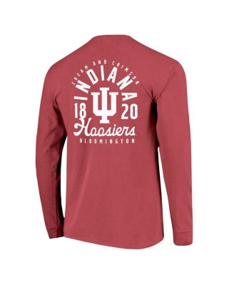 Men's Crimson Indiana Hoosiers Comfort Colors Mascot Overlay Long Sleeve T-Shirt