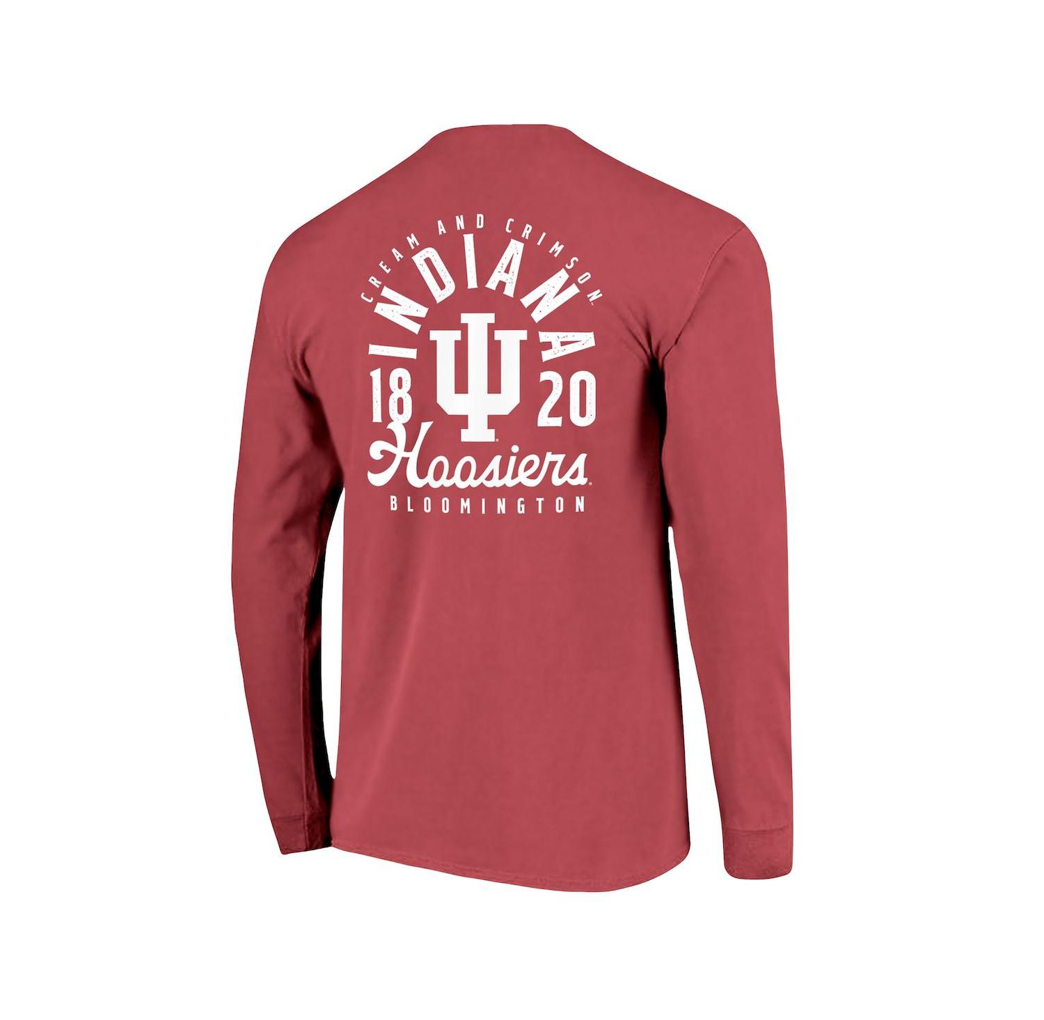 Men's Crimson Indiana Hoosiers Comfort Colors Mascot Overlay Long Sleeve T-Shirt