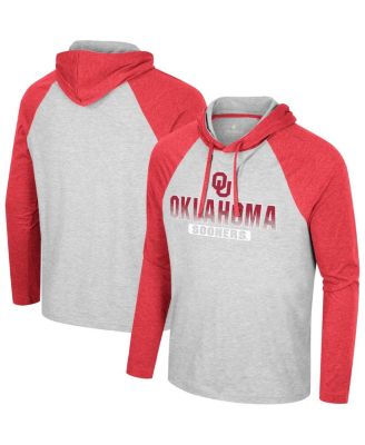 Colosseum - Men's Heather Grey Oklahoma Sooners Hasta La Vista Raglan Hoodie Long Sleeve T-Shirt