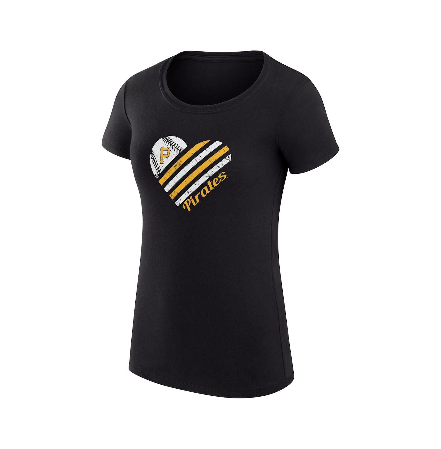 Женская футболка G-III 4Her by Carl Banks Black Pittsburgh Pirates Super-Slim Fit Lightweight Heart Graphic — фото 2
