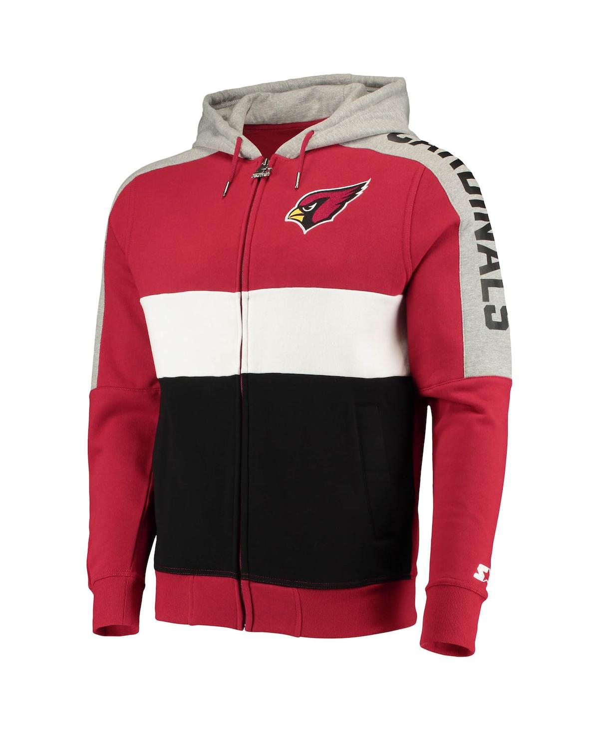 Starter Men's Cardinal/Black Arizona Cardinals Playoffs Color Block Full-Zip Hoodie