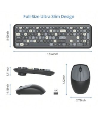 Quiet Wireless Keyboard And Mouse - Full-Size Colorful Keyboard And Mouse Combo, Slim Design, Low-Noise Typing For Windows PC Laptop