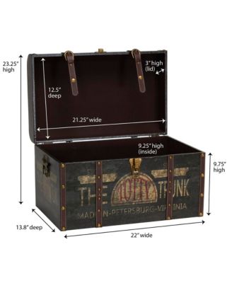 Large Decorative Trunk, Vintage Decoupage, Green and Black