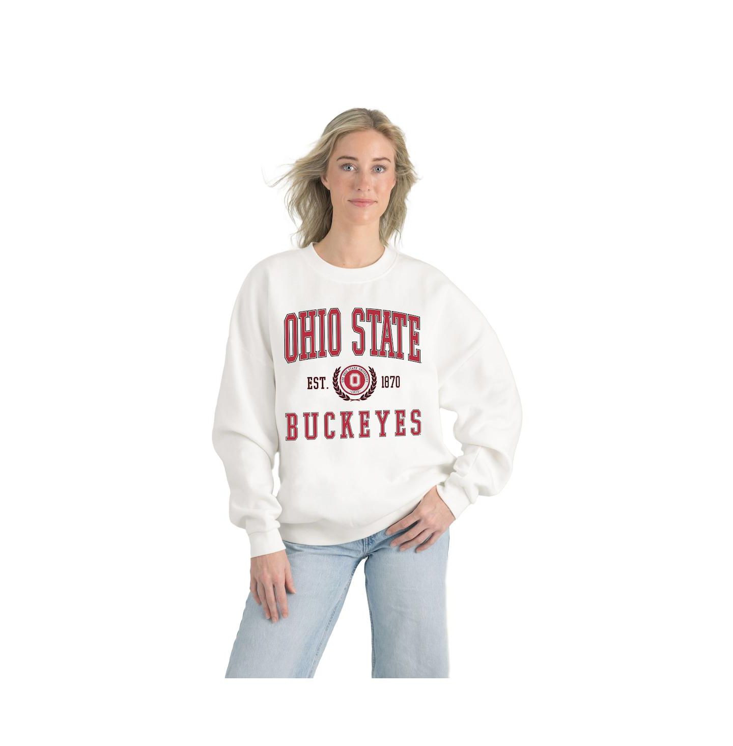 Женская толстовка Gameday Couture White Ohio State Buckeyes Premium Fleece Drop Shoulder Oversized Pullover — фото 3