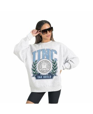 Women's Gray North Carolina Tar Heels Premium Fleece Drop Shoulder Oversized Pullover Sweatshirt