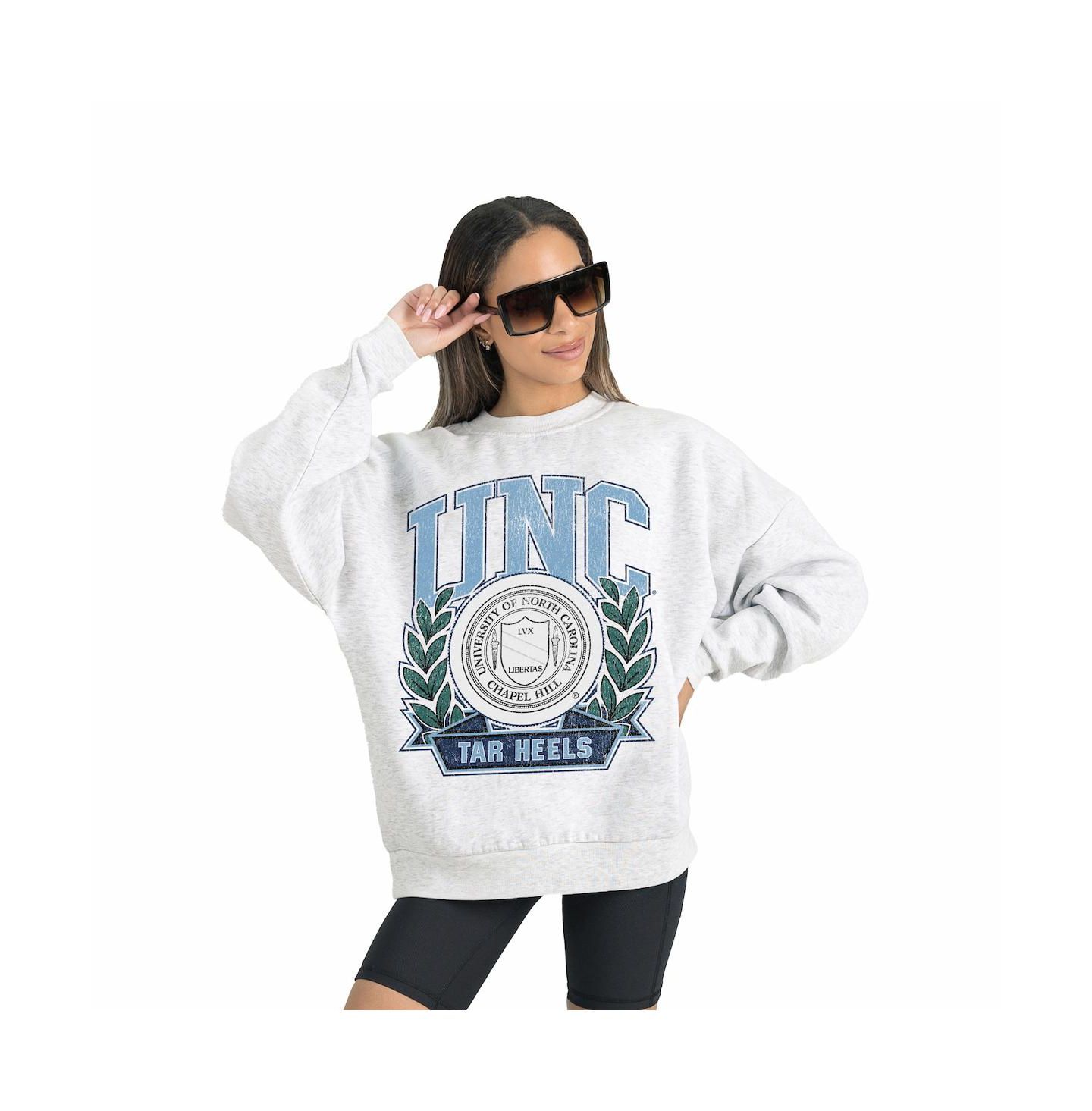 Женские толстовки Gameday Couture Gray North Carolina Tar Heels Premium Fleece Drop Shoulder Oversized Pullover — фото 2