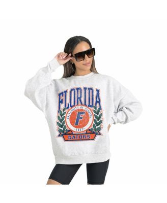 Women's Gray Florida Gators Premium Fleece Drop Shoulder Oversized Pullover Sweatshirt