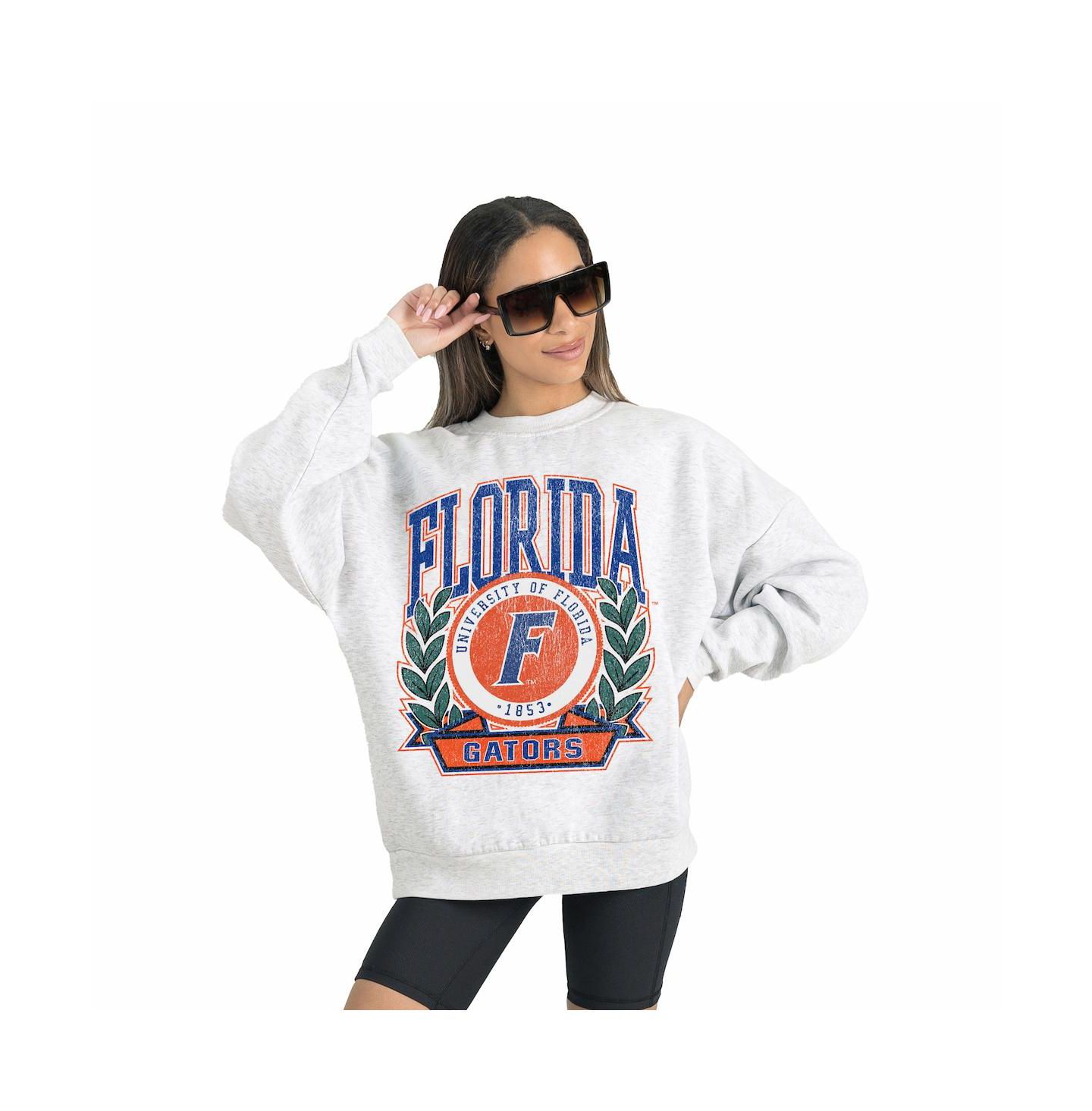 Женская толстовка Gameday Couture Gray Florida Gators Premium Fleece Drop Shoulder Oversized Pullover — фото 3