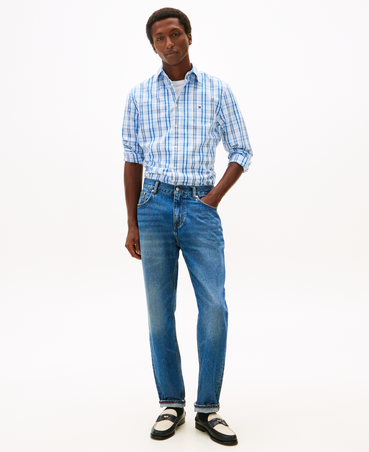 Tommy Hilfiger Men's Flex Poplin Medium Check Shirt