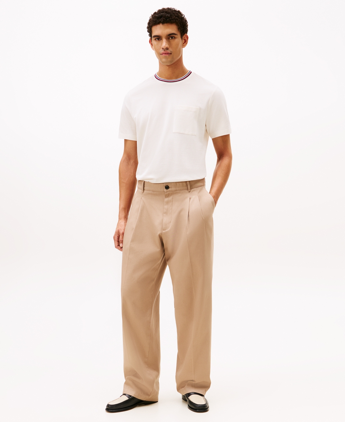 Tommy Hilfiger Men's Color-block Pocket Pique T-shirt In White