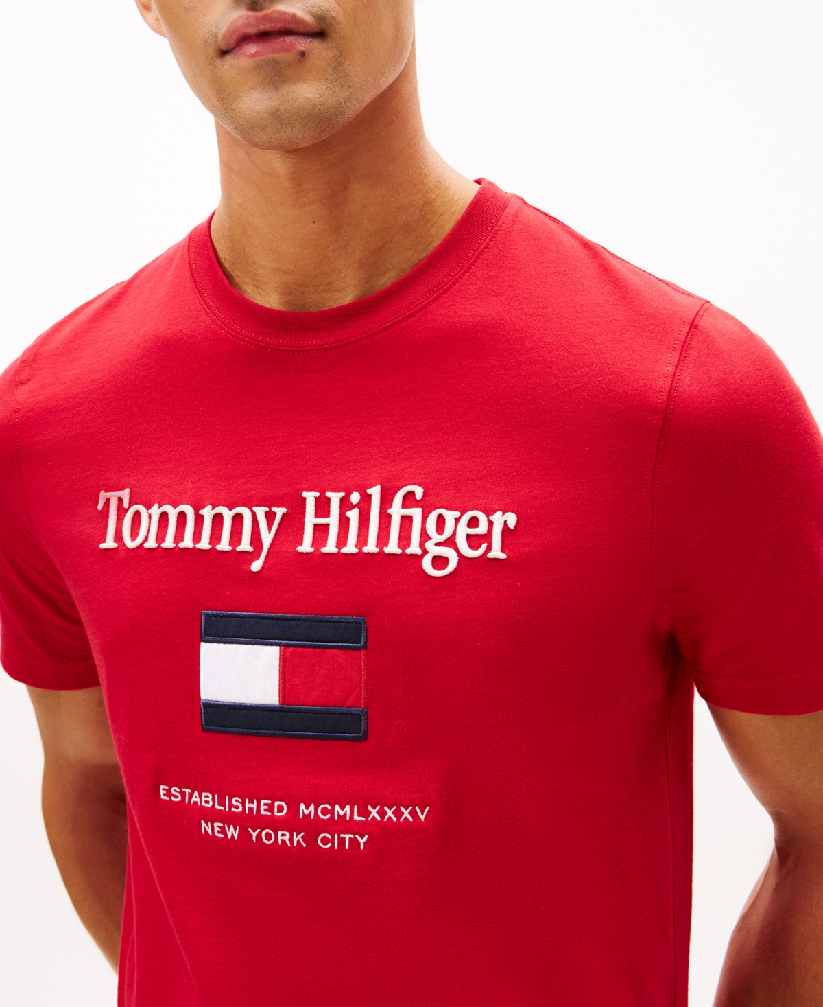 Tommy Hilfiger Men's Logo Embordered Flag T-Shirt