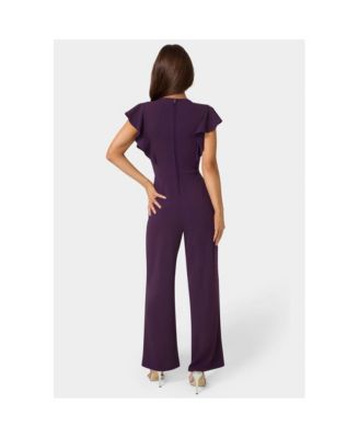 Women's Scuba Crepe Jumpsuit With Ruffle Sleeve