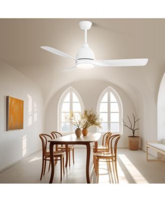 54-inch Modern Minimalist White 3-Blade LED Light Remote Control Ceiling Fan