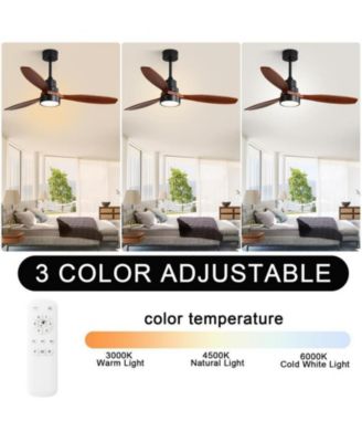 52 Inch 3 Blade Ceiling Fan with Light Source and Remote Control