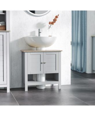 7.75" W MDF Adjustable Shelf and Open Bottom Shelf Bathroom Storage Cabinet Under Sink Cabinet Bathroom Vanity Cabinet