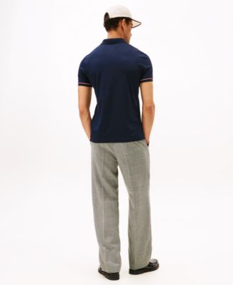 Men's Red, White, and Blue Cuff Slim Fit Polo 