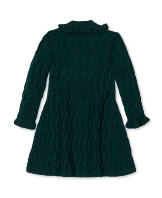 Toddler Girls Organic Ruffle Edge Cable Knit Sweater Dress