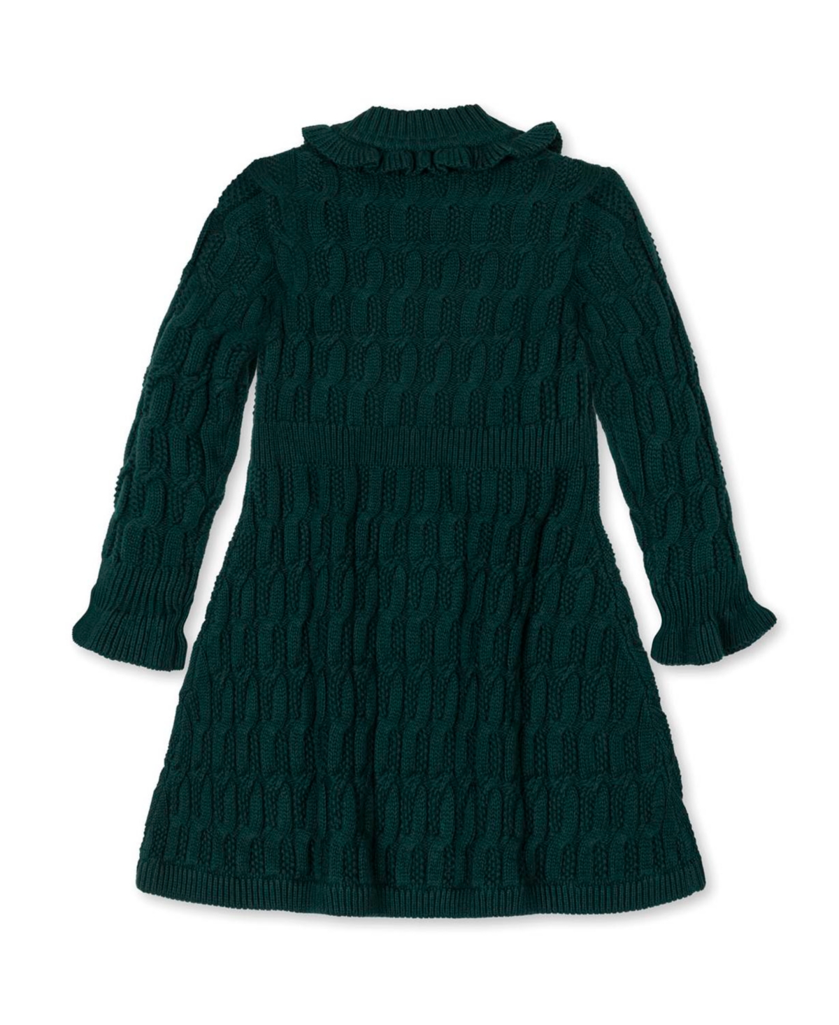 Hope & Henry Toddler Girls Organic Ruffle Edge Cable Knit Sweater Dress
